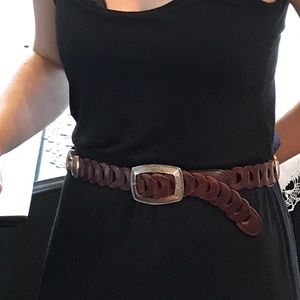 Vintage Brighton Silver Buckle and Brown Loop Belt